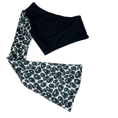 BLACK and WHITE | One Shoulder Bell Sleeve Top, Women's Festival Top, Rave Top