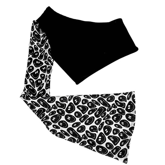 BLACK and WHITE | One Shoulder Bell Sleeve Top, Women's Festival Top, Rave Top