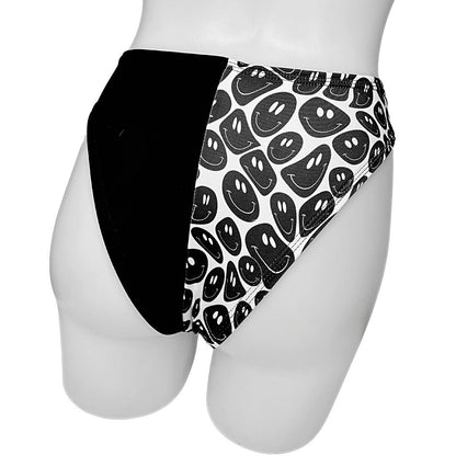 BLACK and WHITE | Split High Waisted High Cut Bottoms, Festival Bottoms, Rave Bottoms, Black Rave Outfit