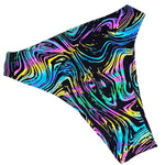 OIL SPILL | REFLECTIVE | High Waisted High Cut Bottoms, Festival Bottoms, Rave Bottoms, Black Rave Outfit