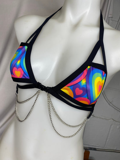 POSITIVE VIBRATIONS | Chain Cage Top, Festival Top, Rave Top with Chains