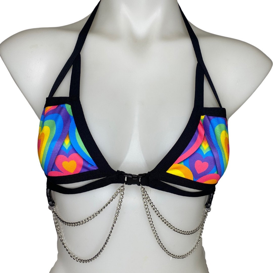 POSITIVE VIBRATIONS | Chain Cage Top, Festival Top, Rave Top with Chains