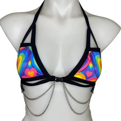 POSITIVE VIBRATIONS | Chain Cage Top, Festival Top, Rave Top with Chains