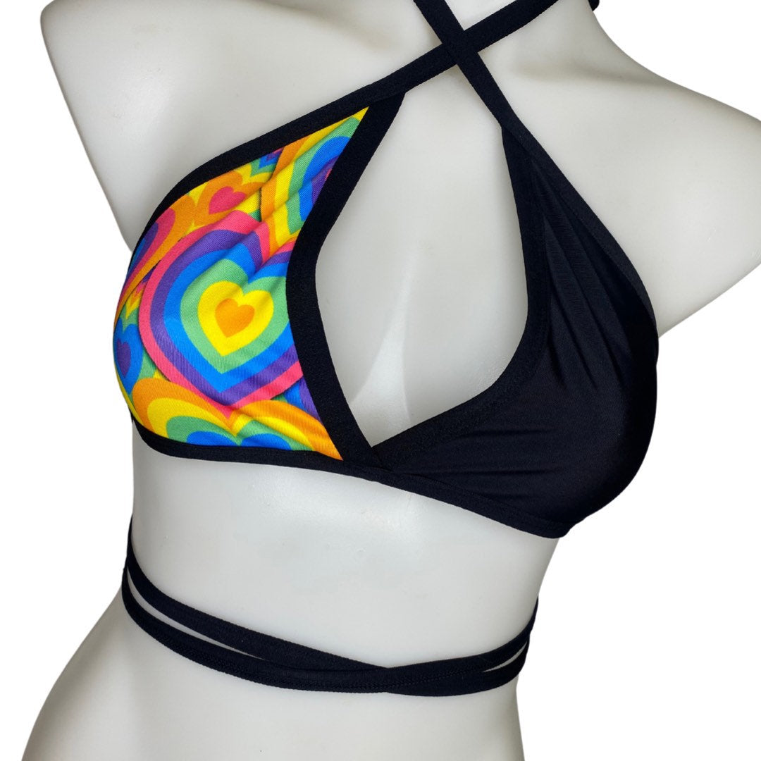 POSITIVE VIBRATIONS | Mismatch Triangle Top, Women's Festival Top, Rave Top