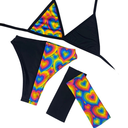 POSITIVE VIBRATIONS | Mismatch Triangle Top, Women's Festival Top, Rave Top