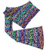 RAINBOW STATIC | REFLECTIVE | One Shoulder Bell Sleeve Top, Women's Festival Top, Rave Top