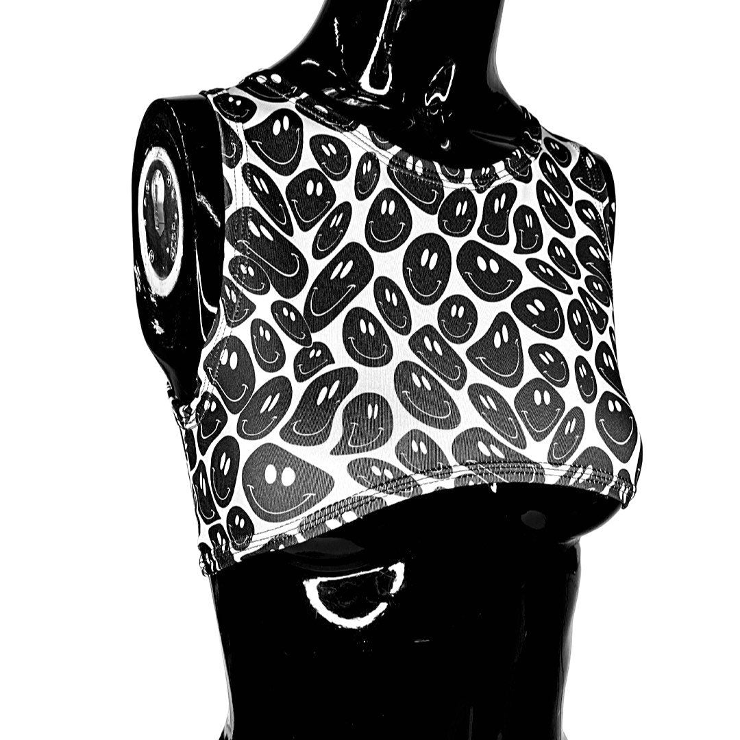 BLACK and WHITE | Underboob Sporty Crop Top, Women's Festival Top, Rave Top