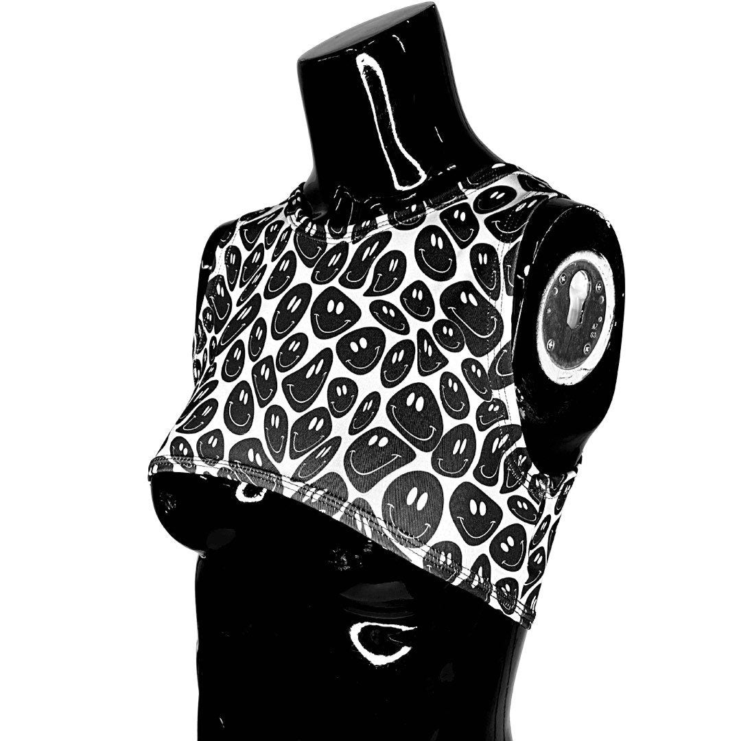 BLACK and WHITE | Underboob Sporty Crop Top, Women's Festival Top, Rave Top