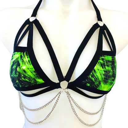 CYBER GRID | Strappy Chain Cage Top, Festival Top, Rave Top with Chains
