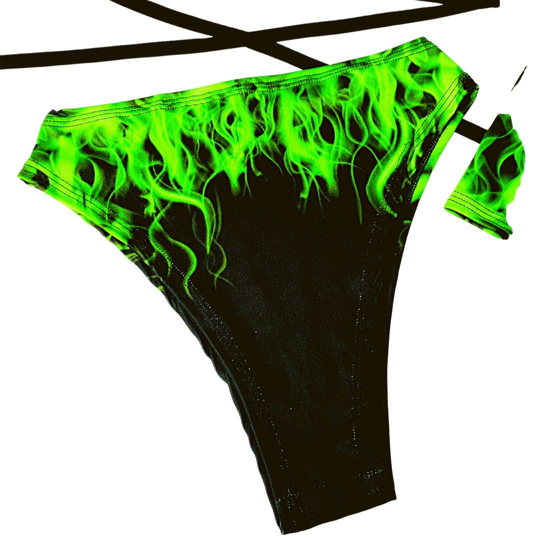 SHEGO SMOKE | Triangle Top + High Waisted High Cut Bottoms + Gloves, Women's Festival Outfit, Rave Set
