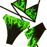 SHEGO SMOKE | Triangle Top + High Waisted High Cut Bottoms + Gloves, Women's Festival Outfit, Rave Set