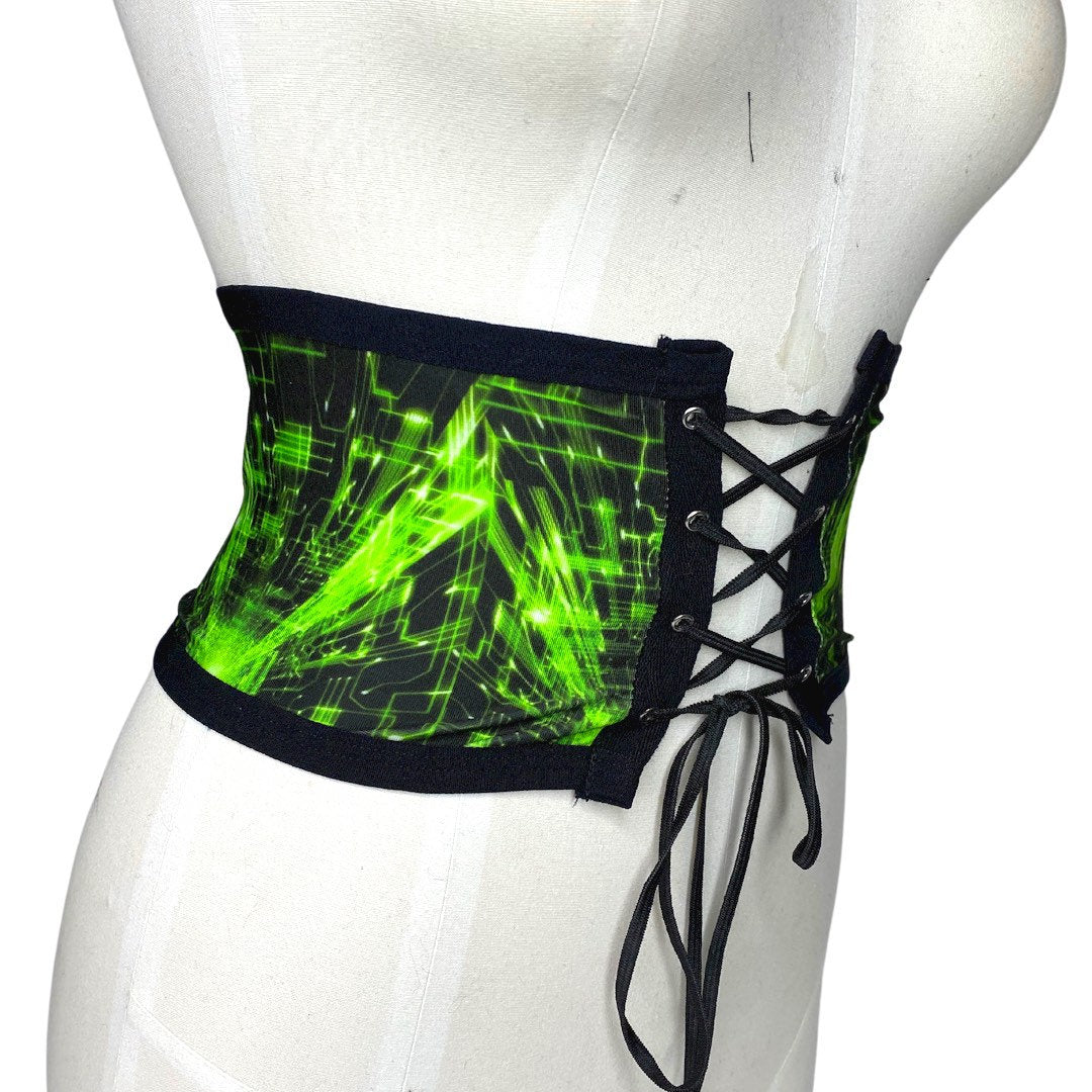 CYBER GRID | Lace Up Corset, Ravewear, Festival Accessories