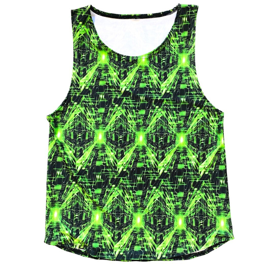 CYBER GRID | Slim Fit Men's Rave Tank Top, Festival Shirt