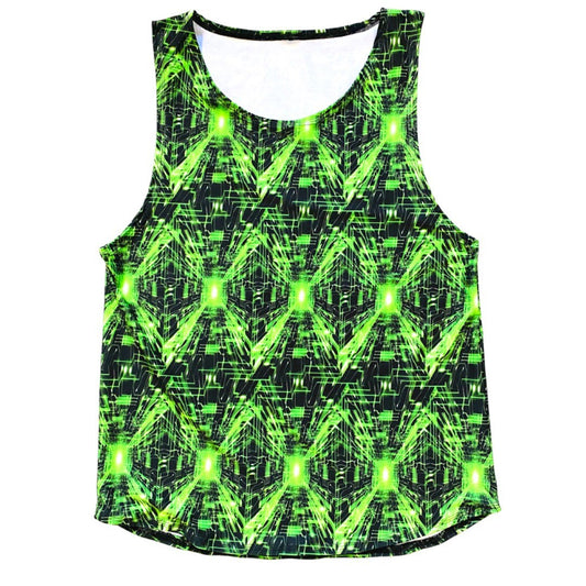 CYBER GRID | Slim Fit Men's Rave Tank Top, Festival Shirt
