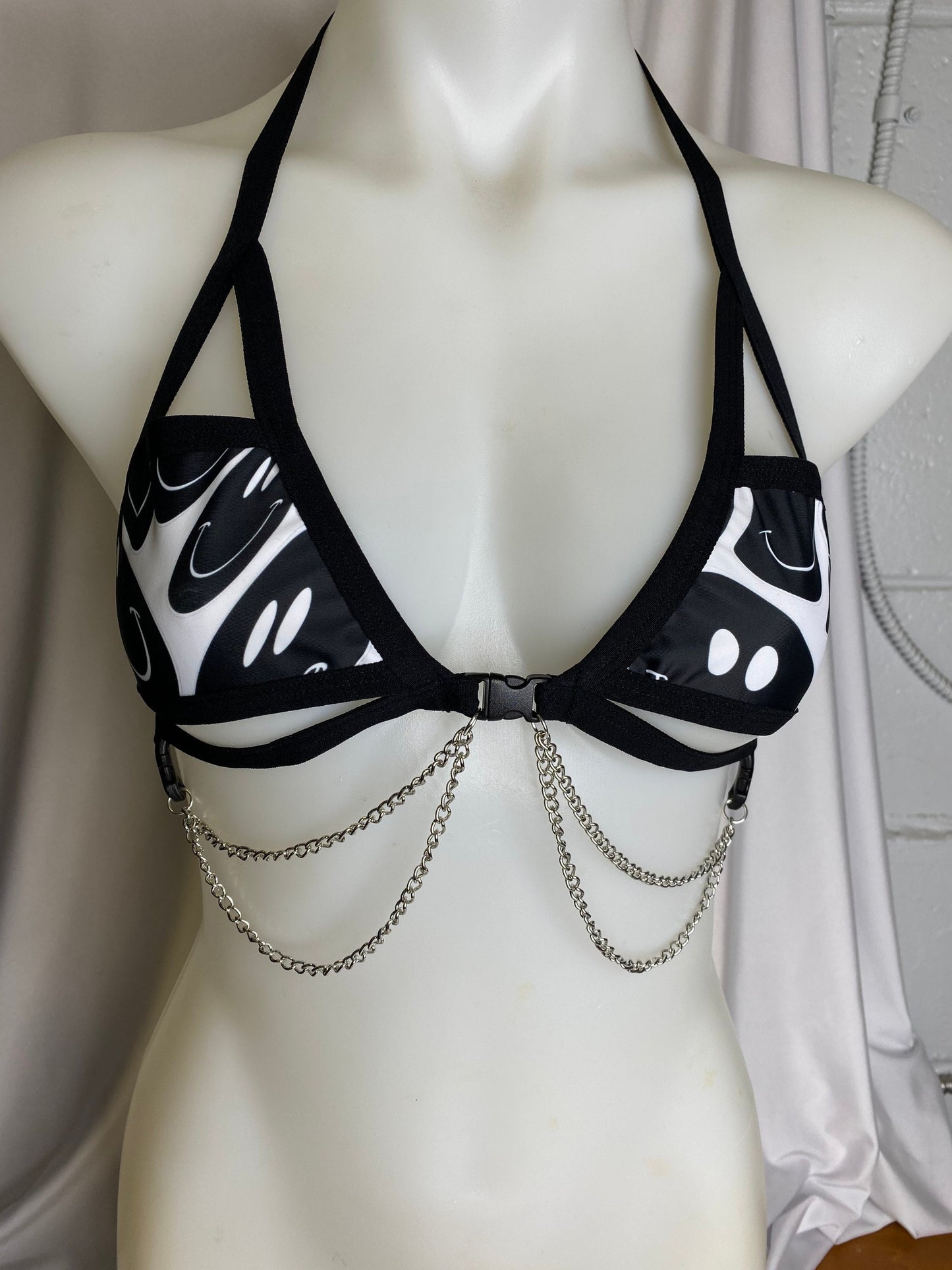 BLACK and WHITE | Chain Cage Top, Festival Top, Rave Top with Chains