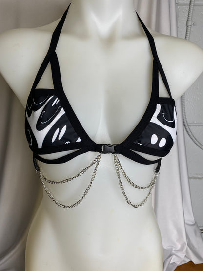 BLACK and WHITE | Chain Cage Top, Festival Top, Rave Top with Chains