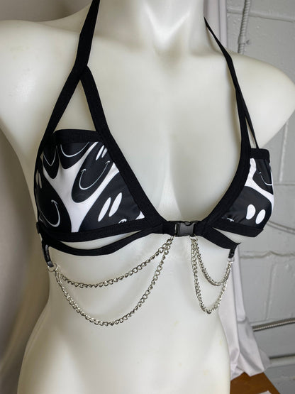 BLACK and WHITE | Chain Cage Top, Festival Top, Rave Top with Chains