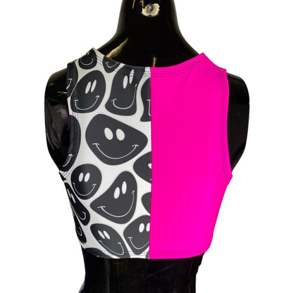 PINK and BLACK | Underboob Sporty Crop Top, Women's Festival Top, Rave Top