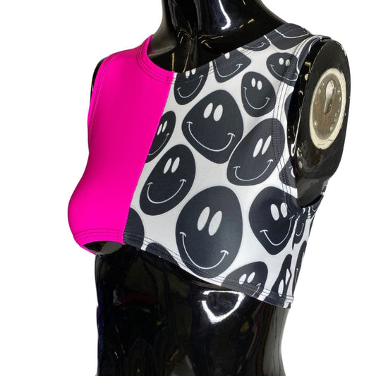 PINK and BLACK | Underboob Sporty Crop Top, Women's Festival Top, Rave Top