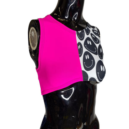 PINK and BLACK | Underboob Sporty Crop Top, Women's Festival Top, Rave Top