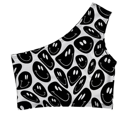 BLACK and WHITE | One Shoulder Top, Women's Festival Top, Rave Top