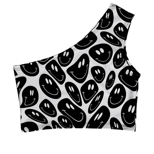 BLACK and WHITE | One Shoulder Top, Women's Festival Top, Rave Top