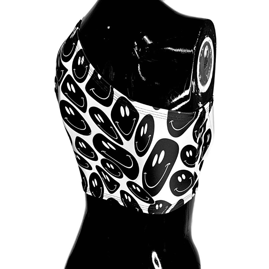 BLACK and WHITE | One Shoulder Top, Women's Festival Top, Rave Top