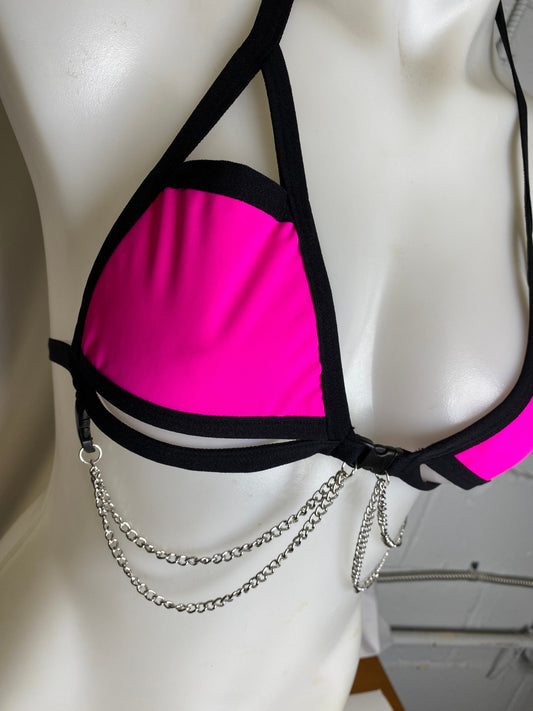 PINK BASIC B*TCH | Chain Cage Top, Festival Top, Rave Top with Chains