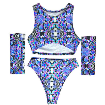 PORTAL PUZZLE | High Waisted High Cut Bottoms, Festival Bottoms, Rave Bottoms, Trippy Rave Outfit