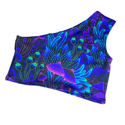 DAZED MUSHROOM | One Shoulder Top, Women's Festival Top, Rave Top