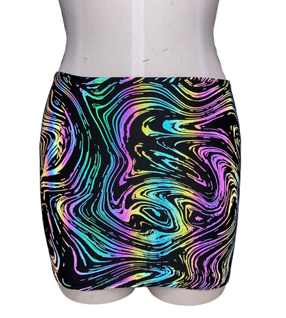 OIL SPILL | REFLECTIVE | Mini Bodycon Skirt, Rave Skirt, Festival Bottom