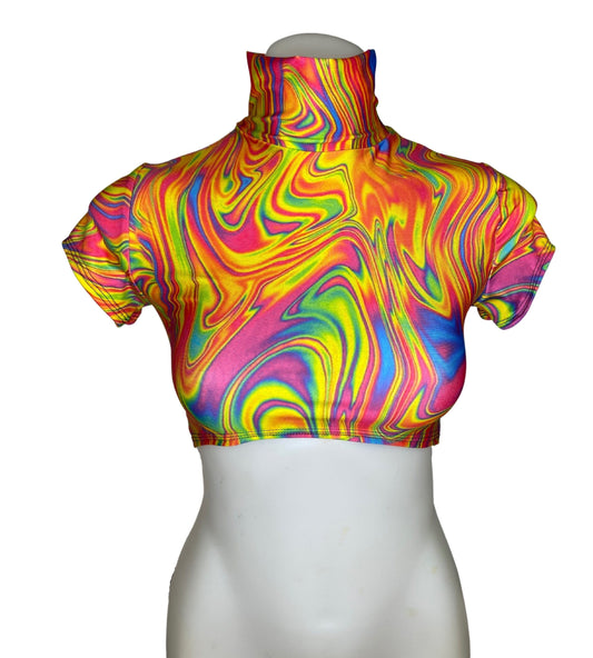 ALL THE GLOW | Crop Turtle Neck, Women's Festival Top, Rave Top