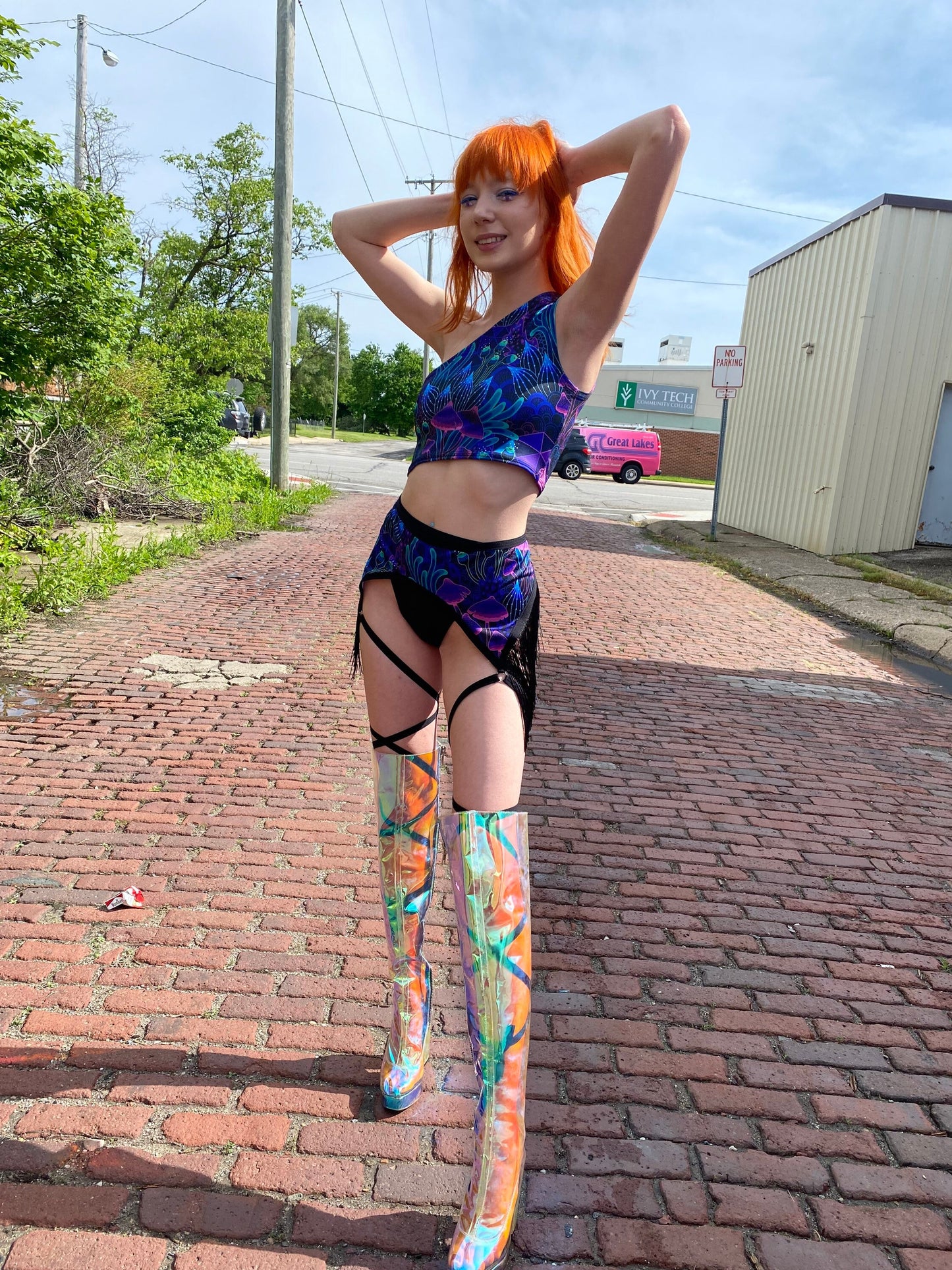 DAZED MUSHROOM | One Shoulder Top, Women's Festival Top, Rave Top