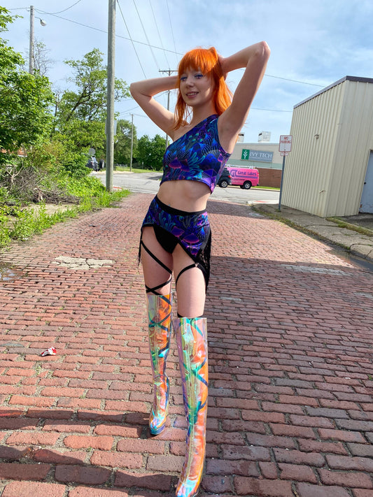 DAZED MUSHROOM | One Shoulder Top, Women's Festival Top, Rave Top