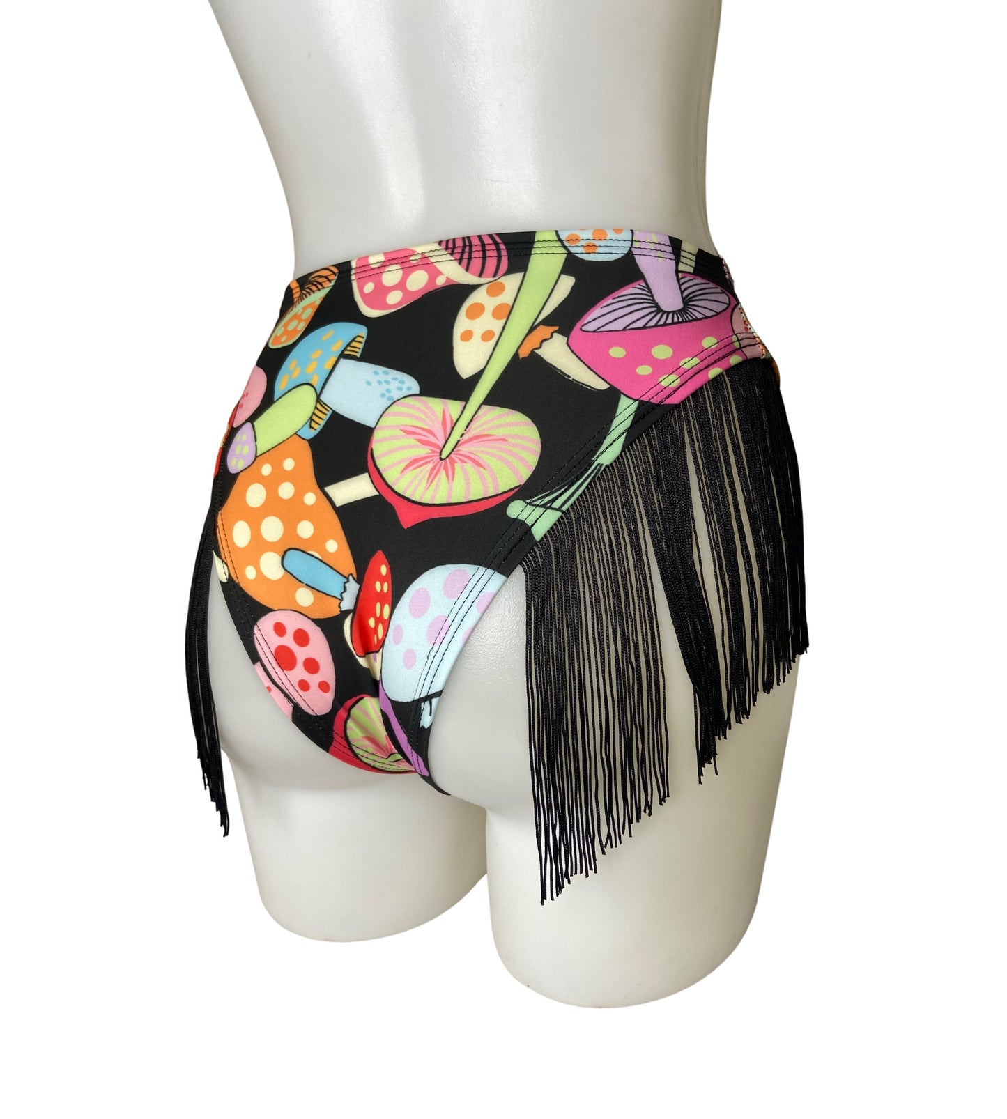 DAY TRIP | Fringe High Waisted High Cut Bottoms, Festival Bottoms, Rave Bottoms, Black Rave Outfit