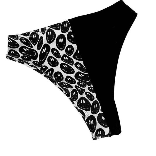 BLACK and WHITE | Split High Waisted High Cut Bottoms, Festival Bottoms, Rave Bottoms, Black Rave Outfit