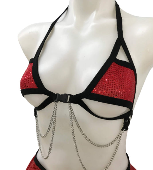 THE BADDIE | Chain Cage Top, Festival Top, Rave Top with Chains