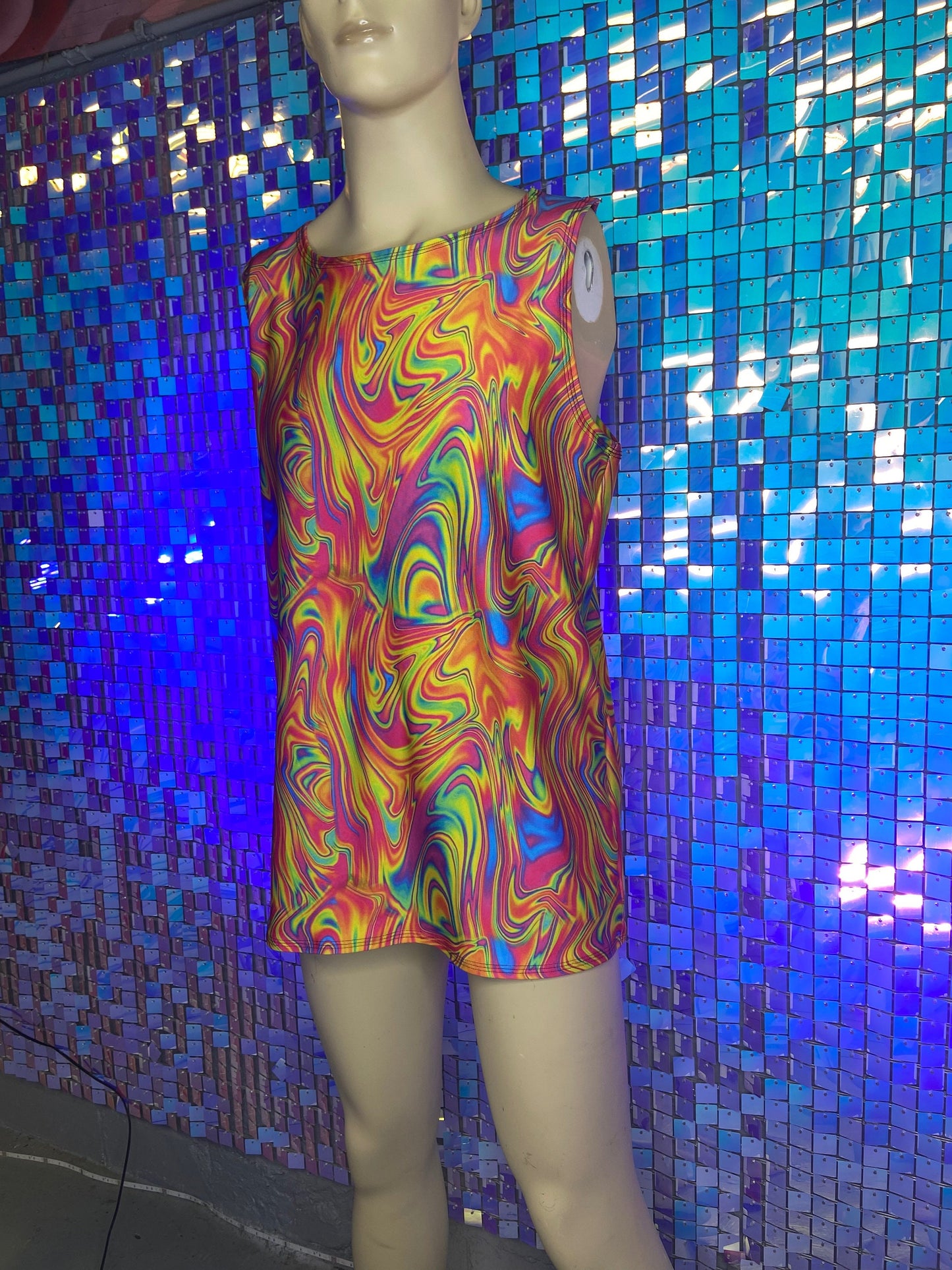 ALL THE GLOW | Slim Fit Men's Rave Tank Top, Festival Shirt