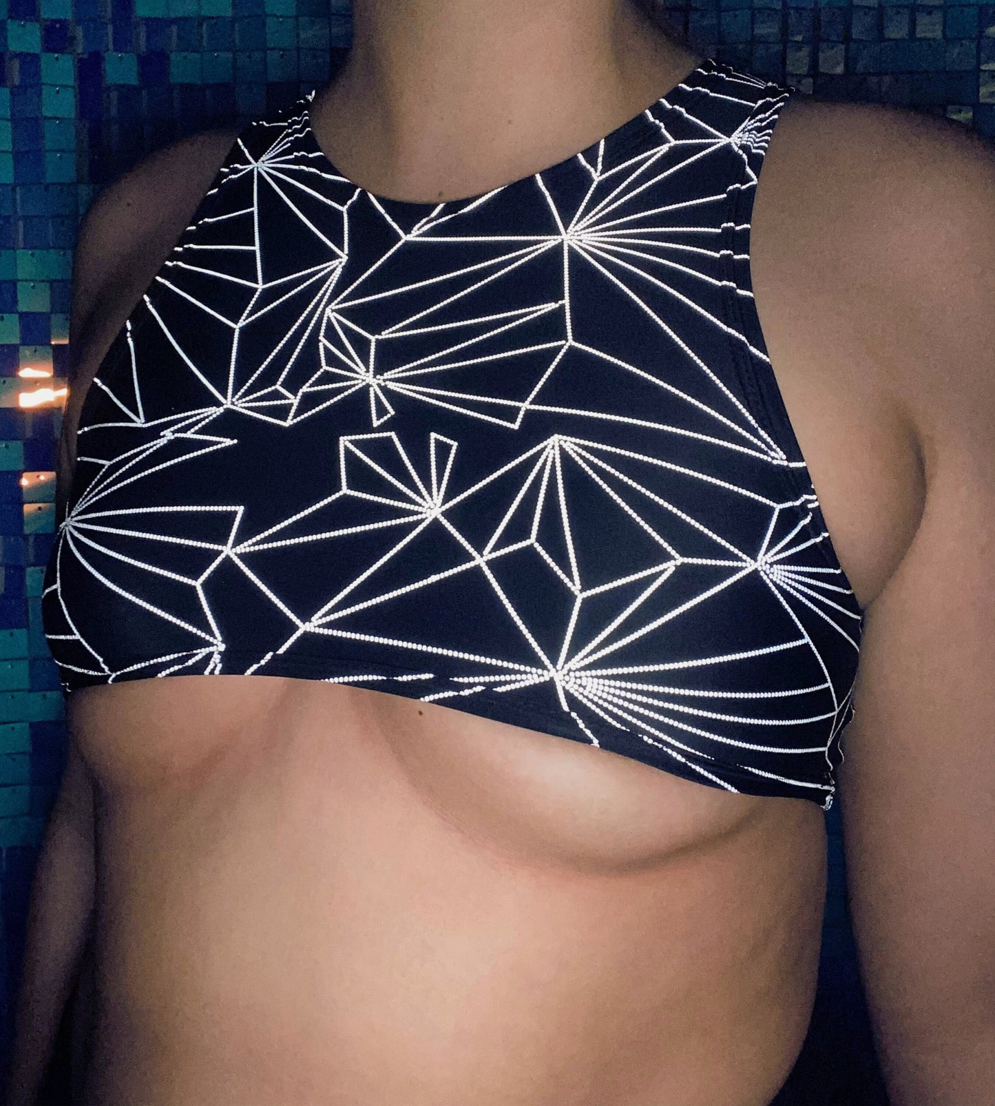 REFRACTION | REFLECTIVE | Underboob Sporty Crop Top, Women's Festival Top, Rave Top