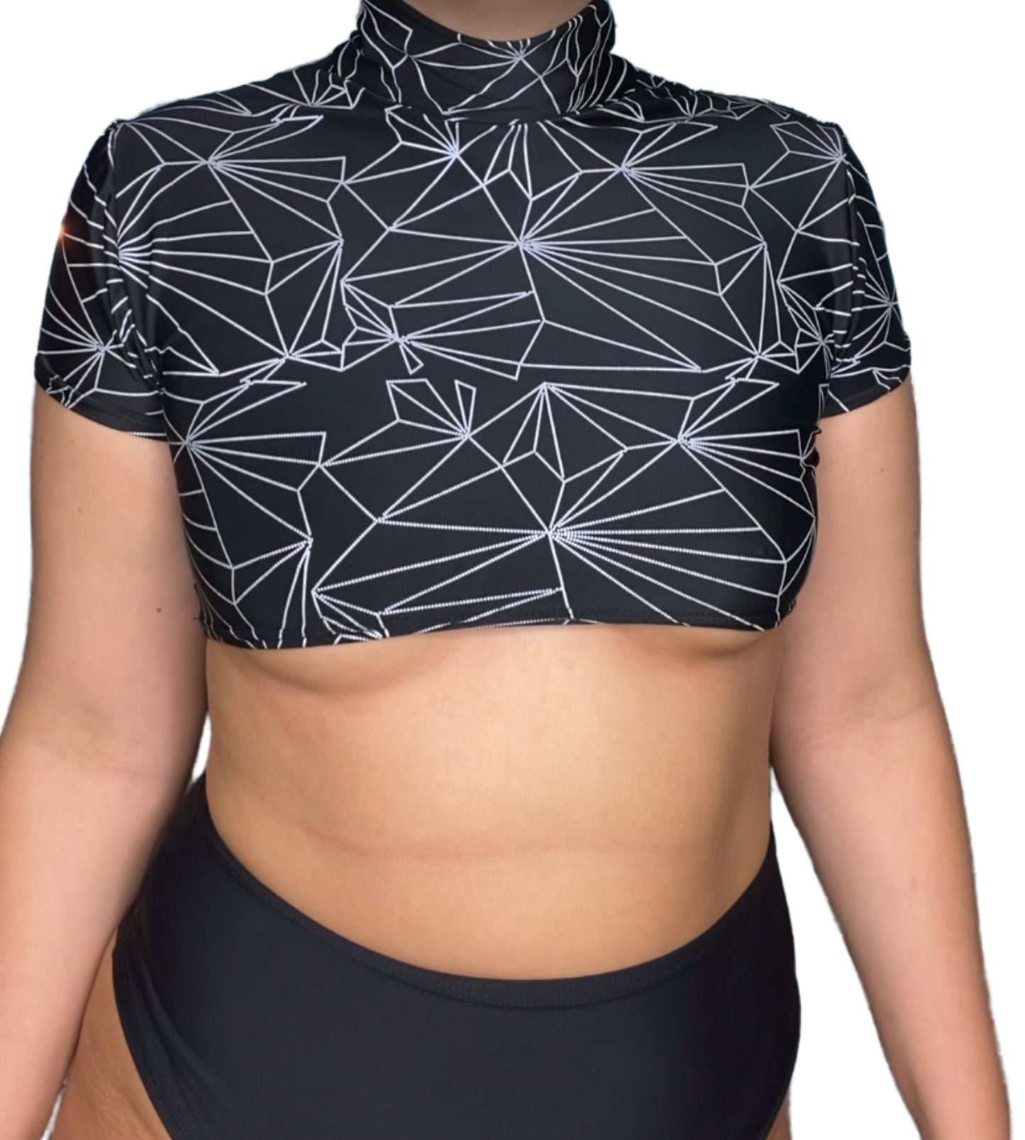 REFRACTION | REFLECTIVE | Crop Turtle Neck, Women's Festival Top, Rave Top
