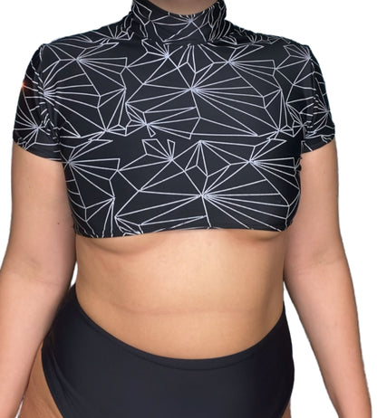 REFRACTION | REFLECTIVE | Crop Turtle Neck, Women's Festival Top, Rave Top