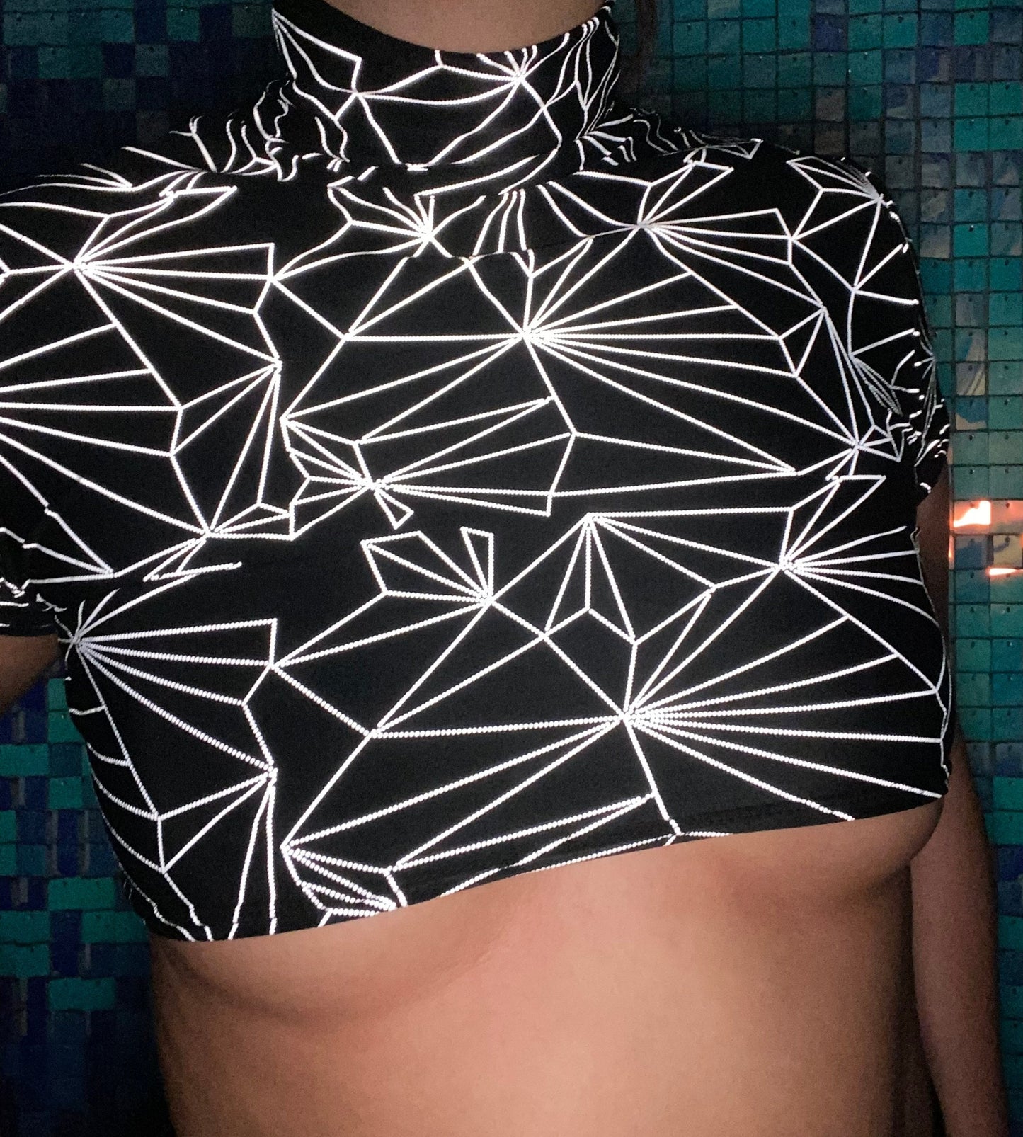 REFRACTION | REFLECTIVE | Crop Turtle Neck, Women's Festival Top, Rave Top