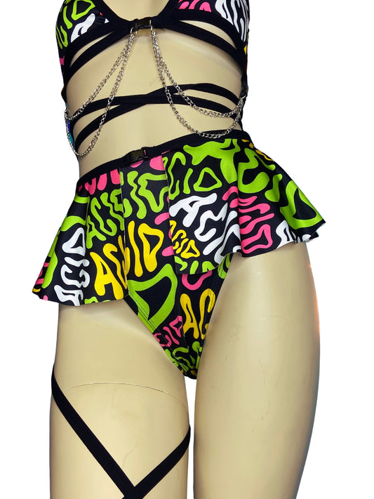 ACID | Ultra Mini Buckle Skirt, Rave Skirt, Festival Bottom