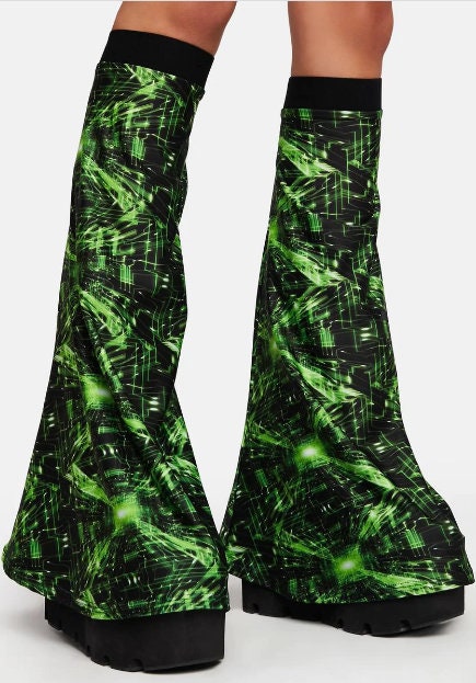 CYBER GRID | Leg Warmers, Bell Sleeves, Festival Accessories, Rave Gloves