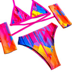 GO HARD | Triangle Top + High Waisted High Cut Bottoms + Mask, Women's Festival Outfit, Rave Set