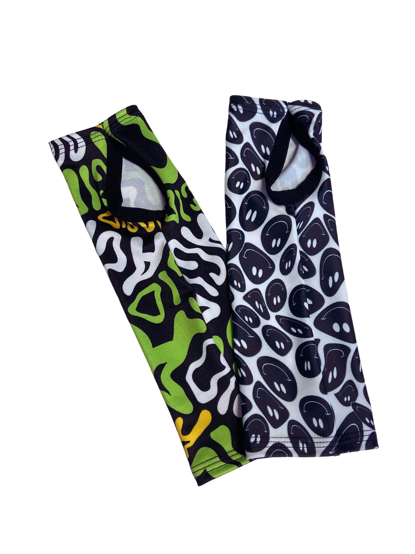 ACID | Dual Gloves I Smily Acid I Standard Forearm Thumb Hole Gloves, Festival Accessories, Rave Gloves