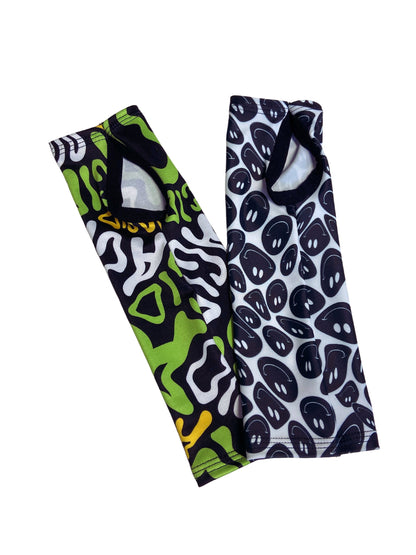 ACID | Dual Gloves I Smily Acid I Standard Forearm Thumb Hole Gloves, Festival Accessories, Rave Gloves