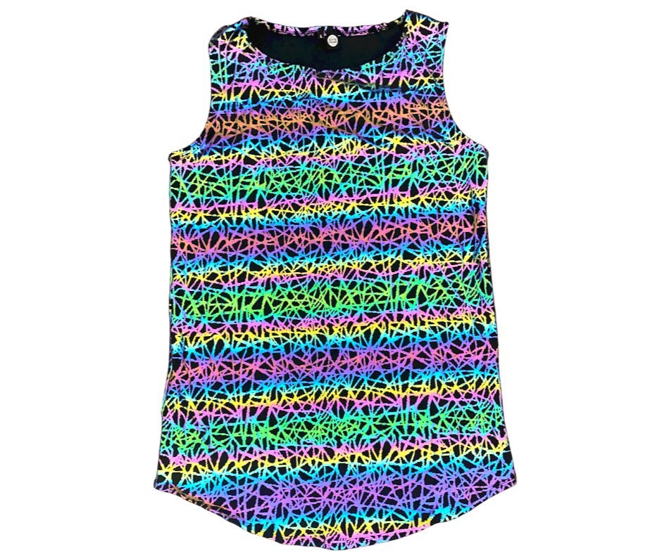 RAINBOW STATIC | Reflective | Slim Fit Men's Rave Tank Top, Festival Shirt