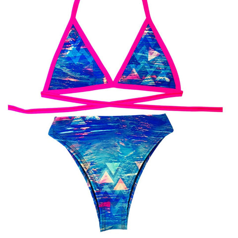 MARINA| Limited Edition | Triangle Top + High Waisted High Cut Bottoms, Women's Festival Outfit, Rave Set
