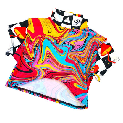 MIDNIGHT SWIRL | Crop Turtle Neck, Women's Festival Top, Rave Top